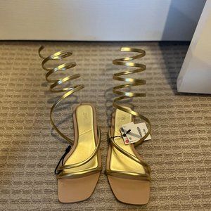 Zara Spiral Flat Gold Sandals